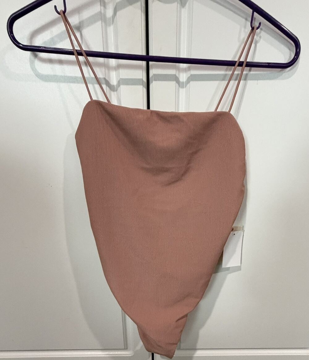 GOOD AMERICAN Dusty Rose 90’s Ribbed Tank Bodysuit Sz 2 NWT